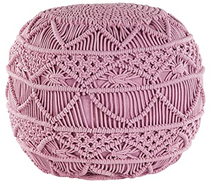 Beliani Pouf rosa 40 x 40 cm rund gestrickt Baumwolle Kayseri