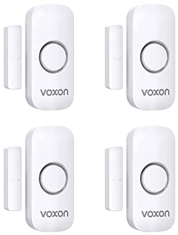 VOXON Wireless Door and Window Alarm Sensor 4 Pack 2 Modes Magnetic Window Door Burglar Alarm with 100dB Loud for Kids Safety Home Shop Security
