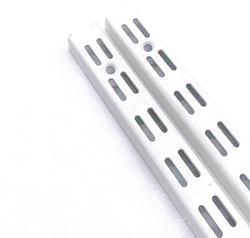 EAI Twin Slot Wall Mounted Upright Shelving - Pack of 2, White, 1220mm | Strong, Heavy Duty Steel Shelf | For Shed, Garage, Indoor Storage | Easy To Install Rack | Twin Slot Steel Shelving System, Wall Mounted, Ideal for Garages, Workshops, Libraries, Shops, Hospitals and More
