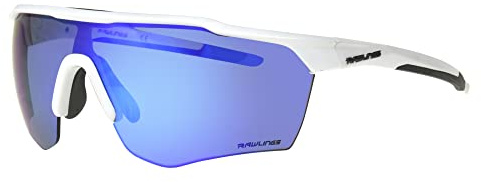 Rawlings Strike Ready Shield Sport Sunglasses for Men, Shiny White/Blue Mirror, 68mm