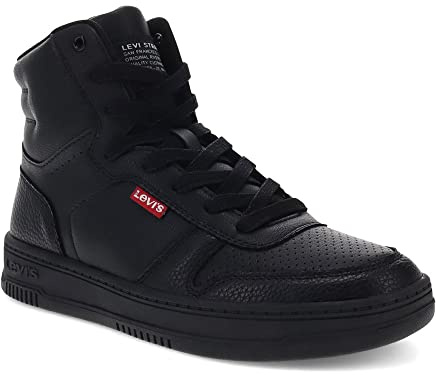 Levi's Womens Drive Hi Synthetic Leather Casual Hightop Sneaker Shoe, Black Mono, 6.5 M