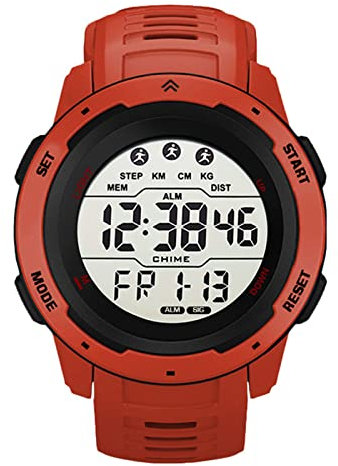 Reloj para Correr para Hombre, Alarma Multifunción, Indicador de Fecha, Reloj Deportivo Digital para Estudiantes Al Aire Libre (Rojo)