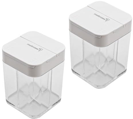 ANCLLO 2 Pezzi Spargispezie Campeggio Viaggio Casa Scatole per Spezie Barattoli per Spezie con Coperchio Spargipepe in Plastica per Viaggi Casa Cucina Cucinare Bistecca Barbecue Bianco