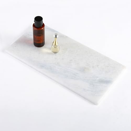 Koville African Natural Marble Board for Kitchen Pastry Bread, 12 x 6 Genuine Stone Slab, Marble Tray Cheese Board for Counter, Bathroom Trays Perfume Tray Jewelry Candle Plate (Namib Fantasy)