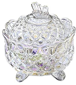 EJOTSTSD Crystal Sugar Bowl with Butterfly Lid, Beautiful Glass Candy Jar, Small Sweets Container, Colorful Jar Ornaments Gifts for Birthday, Valentine's Day, Housewarming, Thanksgiving, Christmas