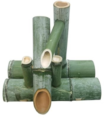 HJDSUDU Fontana in bambù con Pompa, Kit Fontana Zen laghetto in bambù e Fontana da Giardino, Fontana Feng Shui in bambù Giapponese Fai-da-Te Fatta a Mano,25cm