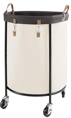 StorageWorks 170L Laundry Basket with Wheels, Extra Large Rolling Hampers for Clothing Organiser, Dirty Clothes Washing Hamper on Wheels for Hotel Home Dorm Laundry Room, Beige, 1-Pack