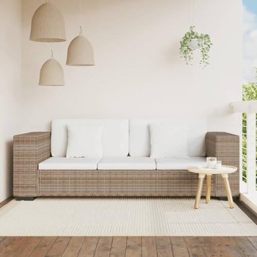 Gecheer Divano a 3 Posti in Vero Rattan - Set da Giardino Esterno 8 Pezzi