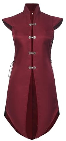 UniqKaliber Medieval Renaissance Vest for Women, Viking Sleeveless Long Jacket Vintage Tailcoat Jacket