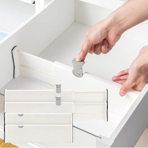 BillyBath Organizzatore divisorio cassetti, Set di 4 divisori regolabili per cassetti, divisori per abiti in rete, cassettiera, bagno, cucina, armadio, ufficio