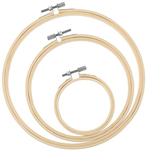 Quilax 3 Stück Stickrahmen,Runder Stickrahmen,Verstellbarer HolzStickrahmen,für DIY,Kreuzstich,Stickerei,Kunsthandwerk Nähen(8/15/20 cm)
