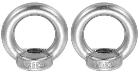 QUARKZMAN Dado Ad Anello Per Sollevamento M14, 304 Acciaio Inossidabile Dato Ad Anello Femmina Filettato Per Fissaggio Ingegneria Portuale Marina Argento, Confezione Da 2
