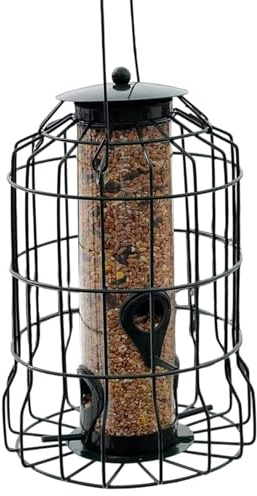 para pájaros – para semillas a prueba de ardillas | de solución de alimentación para animales salvajes al aire libre con carcasa de metal resistente, diseño de tubo