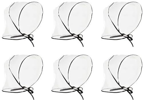 Yiranfuyao 6 Pcs Reusable Cover Rain Bonnets Clear Rains Hood Practical Waterproof Rain Hat for Women Protect Hairstyle Adjustable Rainy and Snowy Weather
