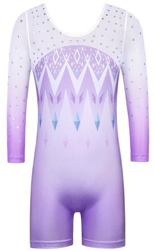 ZNYUNE Maillot niña manga larga competición teenie leotardo brillante traje de gimnasia niños trajes de gimnasia para niñas manga larga