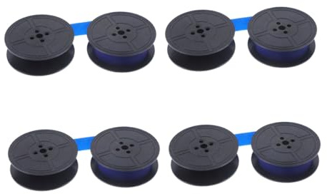 Milisten Cinta de Máquina de Escribir Azul Doble Eje 4 Piezas, Rollo de Cinta de Repuesto Compatible con Feiyu, Hero y Changkong, Accesorio para Oficina y Escritura Manual