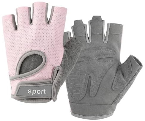 Hwtcjx Guanti da Ciclismo per Uomo e Donna, Guanti MTB, Imbottitura in gel Antiscivolo, Traspiranti, con Palmo per Assorbire gli urti, Mezze Dita guanti Estivi da Ciclismo e Mountain Bike