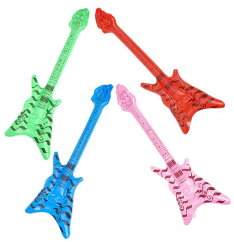 Alasum Set di 4 Strumenti Musicali Gonfiabili in Pvc Leggeri e Affidabili, Decorazioni per Feste Compleanno e Celebrazioni, Chitarra Finta Rock Retrò per Feste a Tema Colore Casuale