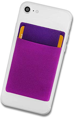 Cardsock - Wiederverwendbarer Handy Kartenhalter, Kartenfach - RFID Blocking Smartphone Wallet für Kreditkarten & Bargeld mit Verschluss in violett