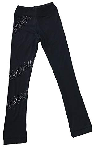Perfeclan Schlittschuhhose Atmungsaktive Eiskunstlauf Strumpfhose Leggings Mädchen Rollschuh Skating Eislauf Strumpfhose Eiskunstlauf Leggings für Kinder und Erwachsene, mit Kristall, 150cm