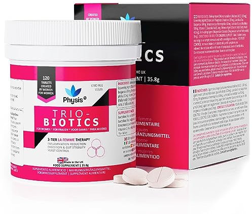 Physis Oral Probiotics for Women | 120 Tablets | Feminine Care Vaginosis | Probiotics for Women Gut Health | 3in1 Healthy Gut Flora