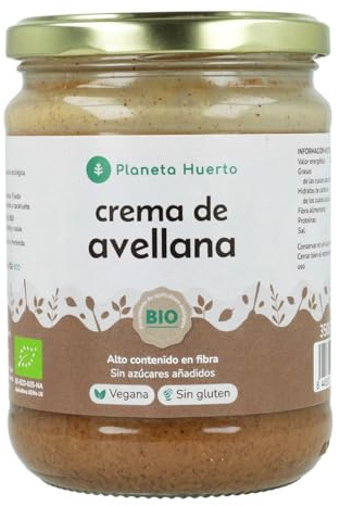 PLANETA HUERTO | Crema de Avellanas ECO 350 G 100% Avellanas Ecológicas - Crema de Avellanas Rica en Ácido Oleico, Antioxidantes y Vitaminas