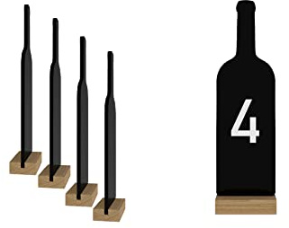 ALLboards doppelseitige WEIN WEINFLASCHENFORM Kleine Tafeln 4 Stück Set mit Staffelei, Dekorativ Deko, Kreidetafel