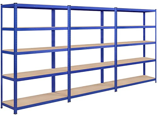 Abician Étagère Charge Lourde 875kg Étagère de Garage Rangement 5 Niveau Réglables Cadre en Métal 180 x 360 x 45cm Bleu