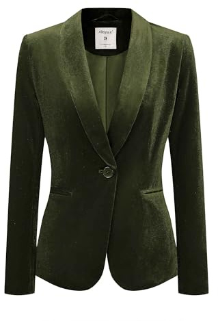 Allegra K Donna Blazer in Velluto Scollo Scialle Un Bottone per Ufficio