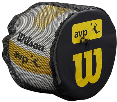 Wilson Balltasche Volleyball AVP, Ballnetz für 1 Volleyball, Mit 2 Clips für stabilen und sicheren Halt, Atmungsaktives Mesh-Design, Schwarz / Gelb