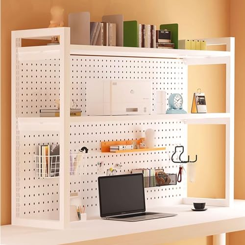XIAOZHUANGXIONG Schreibtisch Regals Organizer Hergestellt Aus Dickerem Stahlrahmen Einstellbar Standregal Bücherregal für Regals Büro Wohnzimmer(White,100 * 80cm)