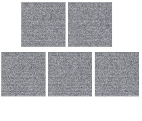 Pack Of 5 Self Adhesive Carpet Tiles, 30 X 30 Cm, Enhance Comfort And Style In Your Space(Light grey)
