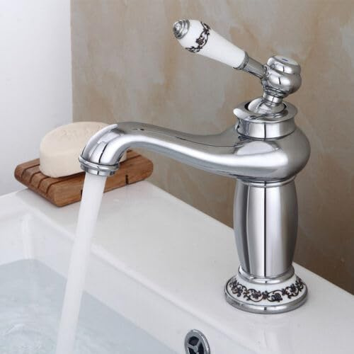Retro Nostalgie Einhebel Wasserhahn, Bad Armatur Faucet Waschbecken Mischbatterie Chrom Aufsatzbecken