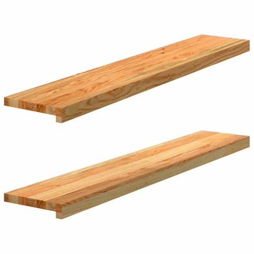 vidaXL Fensterbänke 2 Stk. Hellbraun 110x20x2 cm Massivholz Eiche, Fensterbrett, Holz Treppenstufe, Holz Fensterbrett, Fensterbank Eichenholz