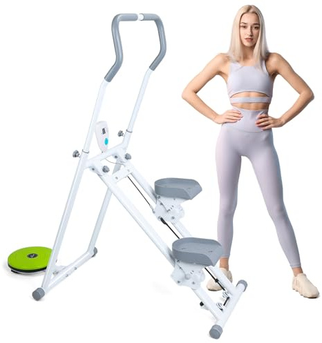 gibxiyza Trappsteg för hemmagym träning vertikal klättrare maskin helkroppsträningsmaskin för hemmagym, konditionsträningsutrustning fitnessutrustning med justerbart styre vit
