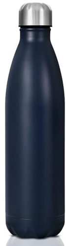 Gourde Isotherme en Acier Inoxydable 750ml - Bouteille d'Eau Réutilisable Double Paroi [24h Froid/12h Chaud] - Sans BPA & Étanche Anti-Fuite, Thermos Métallique pour Sport, Gym, École(Bleu foncé)
