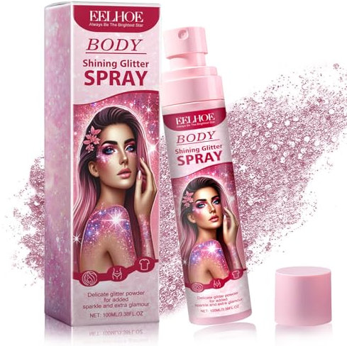 Spray de paillettes pour cheveux, corps et vêtements - Spray pailleté avec fines paillettes argentées - Séchage rapide pour cosplay, fête rave - Spray à paillettes doux pour la peau et vernis en spray