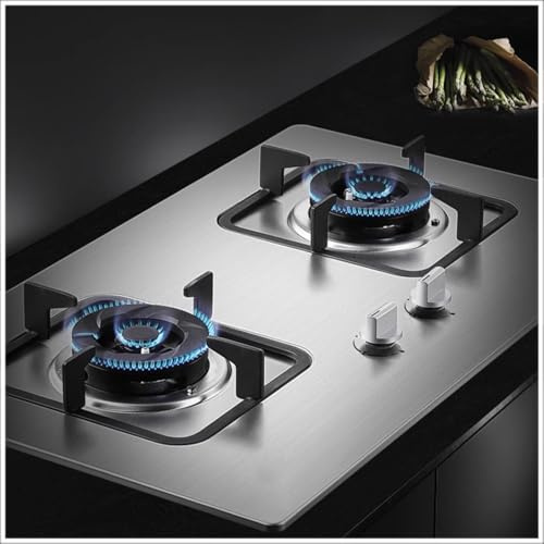 Gas Stove 2 Burner - 4.2KW Stainless Steel Gas Cooker, Tabletop And Flush-mounted Gas Ranges, Household Natural/Liquefied Gas Stove, Durable Cooktop Camping Outdoor(LPG)