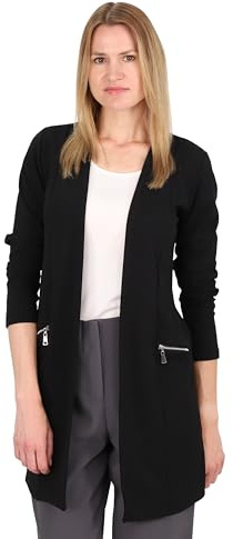 Malito - Damen Langarm Casual Blazer - offener eleganter Stretch-Blazer - weich & figurumspielend - Business Longblazer 6041 - (Schwarz XXL)