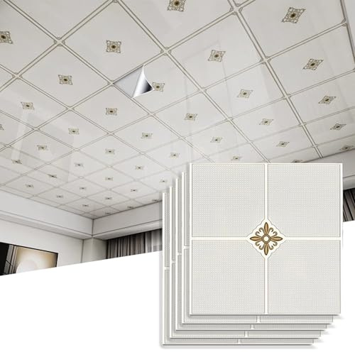 HWLL Piastrelle per Soffitti Pannelli per Controsoffitti in Stile Classico, Pannelli Paraschizzi in PVC da 30x30 Cm, Piastrelle Decorative per Controsoffitti per Casa, Ufficio, Bagno(20pcs)