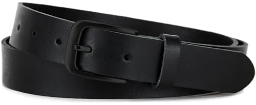 Frentree Ceinture en cuir MADE IN GERMANY, Boucle noire, Ceinture en cuir pour homme et femme, 3 cm de large, Noir, Noir , 90