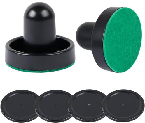 TOSAMZOO 1 Set Mini Air Hockey Pushers and Air Hockey Pucks Great Goal Handles Pushers Goal Handles Paddles Replacement Accessories - 2 Black Air Hockey Pushers and 4 Black Pucks (60mm)
