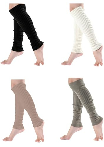 Vrexziy Leg Warmers for Women, 4 Pairs Crochet Winter Knee Warmers