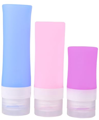 Générique Bouteilles Cylindriques Anti-fuites Pour Voyage 4 Pièces En Silicone Souple Réutilisables Pour Cosmétiques Et Lotions Paquet Pvc Transparent