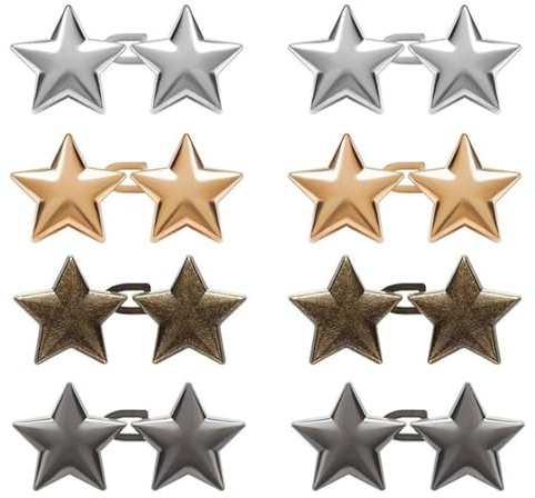 LUDHEP 8 Pares Botones Ajustables para Jeans, Botones-Estrella Extraíbles para Ajustar Jeans, Clips Reutilizables para Apretar la Cintura para Ropa, Vestidos, Faldas