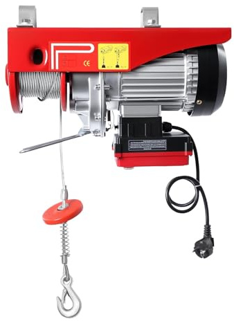 Montacargas eléctrico Polipasto Eléctrico Polipasto eléctrico, cabrestante de 600 kg con control remoto inalámbrico, cable de acero de 12 m, aluminio Q235 con 2 eslingas de elevación