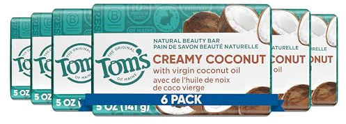 Tom's of Maine Natural Beauty Bar Soap, Creamy Coconut With Virgin Coconut Oil, 5 oz. 6-Pack (Packaging May Vary)