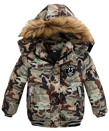 Odziezet Blouson Manteau Fourrure Chaud Enfant Garçon Bébé Ski Vêtement Doudoune à Capuche Veste à Manches Longues Chaud 6-7 Ans