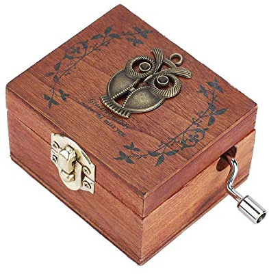 Speldosa, 1 st mekanisk speldosa i trä, en attraktiv dekoration för sovrum eller vardagsrum, en stor present till födelsedag, jul eller alla hjärtans dag (uggla)