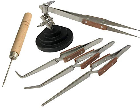 Jewellers Tools 3RD HAND BASE VICE & 4 ANGLED + SOLDERING PICK cross locking tweezer set (380)